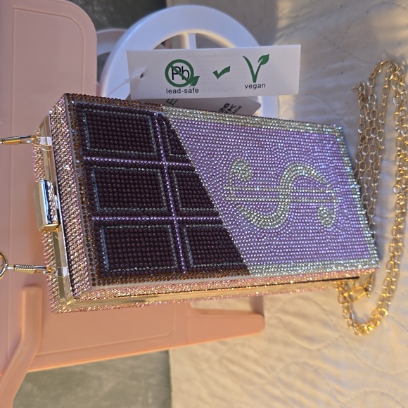 Caleesa $ Money Crystal Handbag Witg Crossbody Chain NWT - Picture 5 of 8